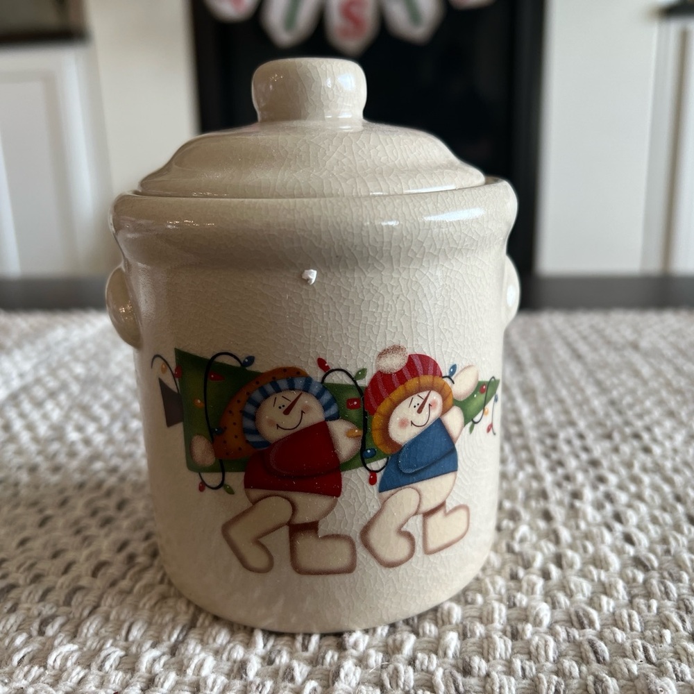 Vintage Festive Candle with Snowman Design NIB